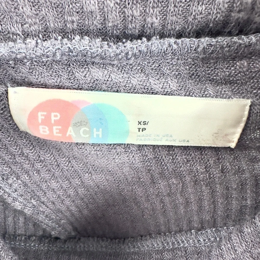 Free People Beach World Traveler Split Back Top Size XS Cowl Neck Boho Thermal - Picture 6 of 11
